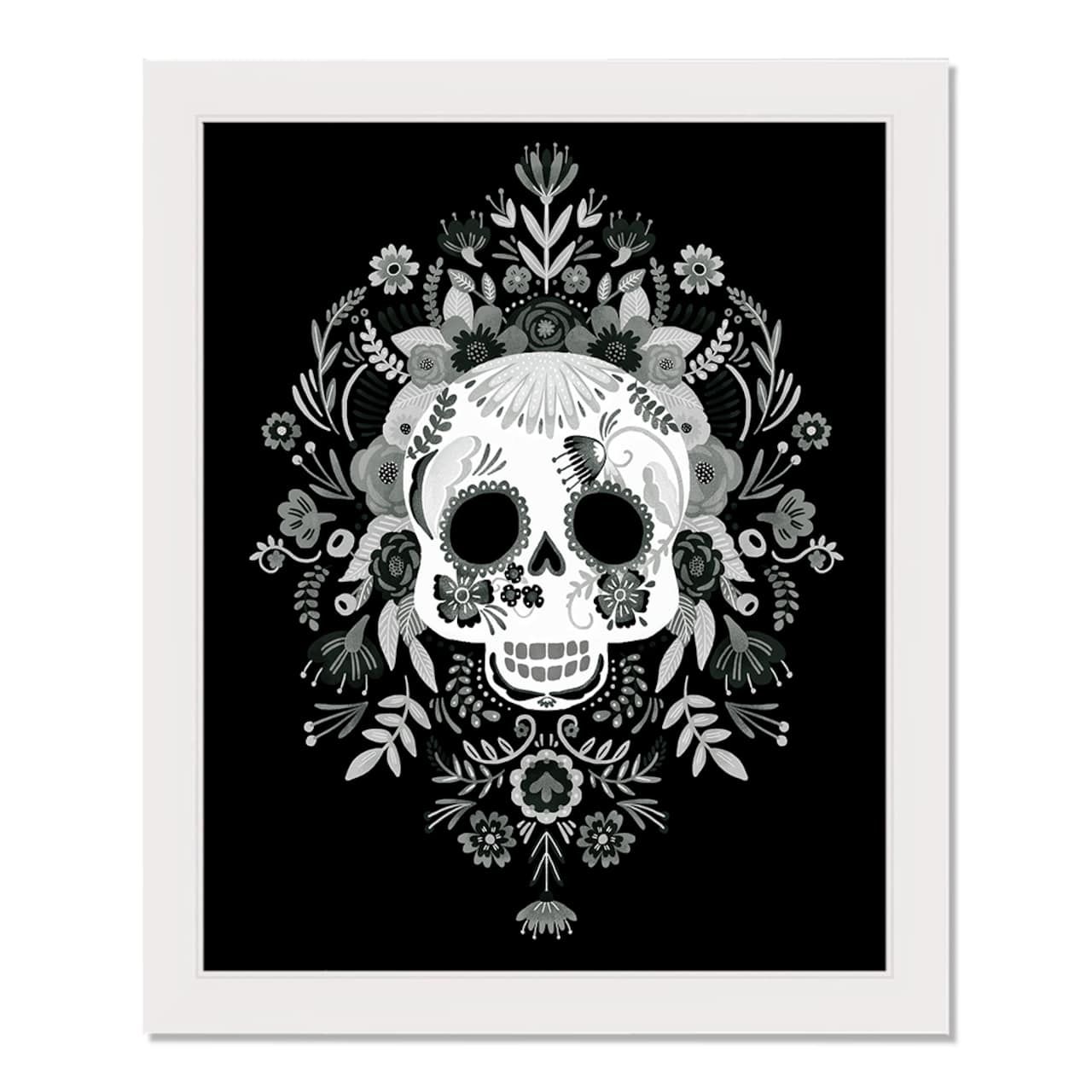 Sugar Skull 16" x 20" White Framed Print Under Plexiglass